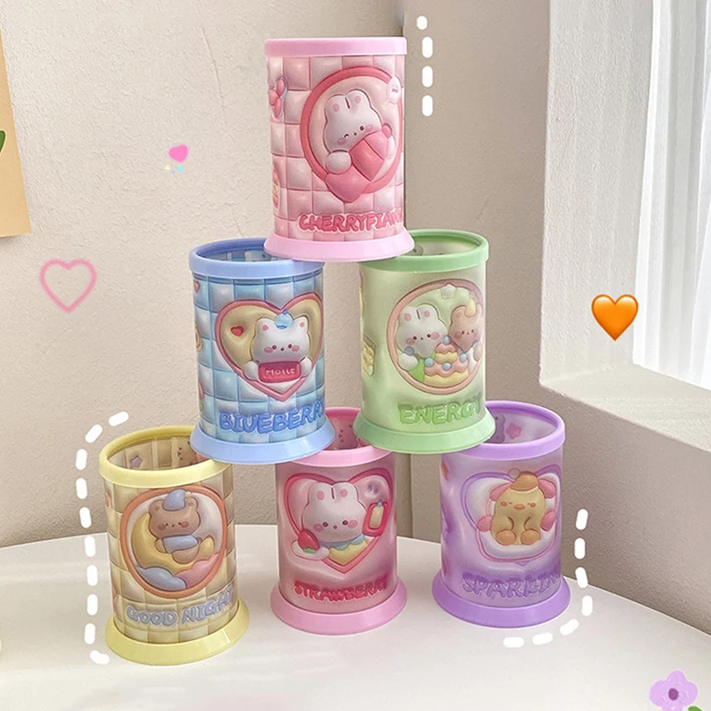 

Cartoon Cute Pencil Holder Stationery Gifts Study Accessories Pen Container With Large Capacity Round Pen Storage Box