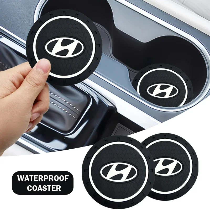 Car Cup Mat Interior Anti Slip Mat Cup Silicone Storage For Hyundai Santa Fe Sonata Solaris Azera Creta I30 Ix25 IX35