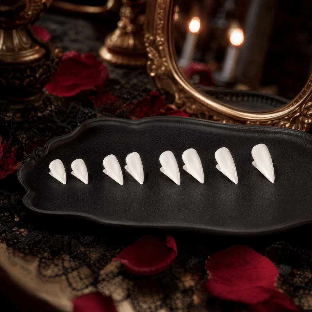 Cosplay Fangs Resin Halloween Realistic Reusable Zombie Scary Gel False Teeth Costume Accessory