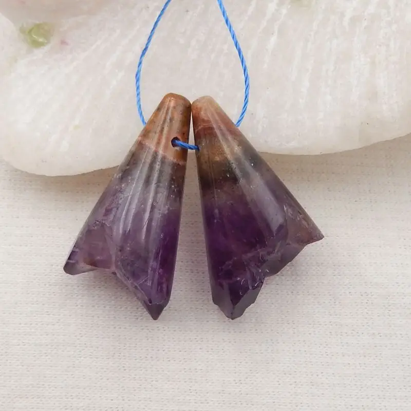Natural Stone Drusy Amethyst Handmade Jewelry Earring Pair For Women 28x14x12mm 9g