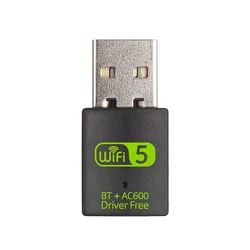 Dual Band 600Mbps USB WiFi & Bluetooth Adapter - 2 - in - 1 Wireless Network Dongle, Driver - Free (A)