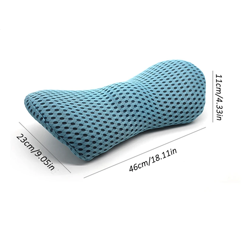 Ergonomic Memory Foam Lumbar Pillow for Back - Medium Soft Knit Fabric Cover, Removable, Ideal for Car Seat, Office Chair