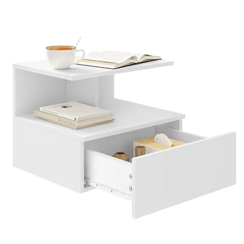 Moderno comodino sospeso in legno bianco/nero mensola a muro 40x35x31cm comodino con cassetto per camera da letto casa 1