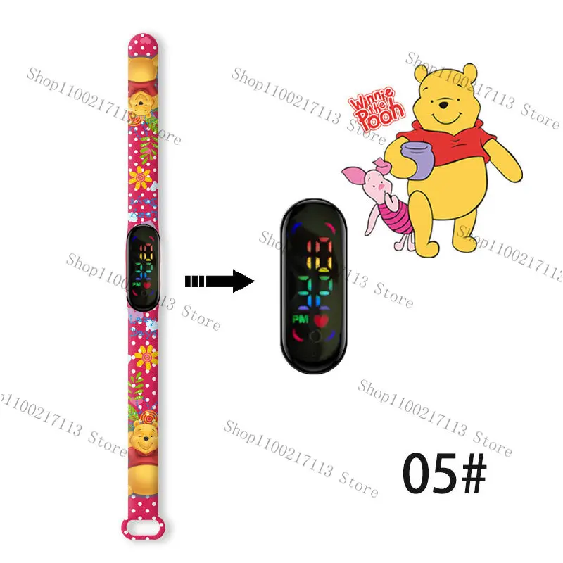 Disney Winnie the Pooh children's watches cartoon print strap LED touch waterproof Sports electronic kids watch birthday gifts 3