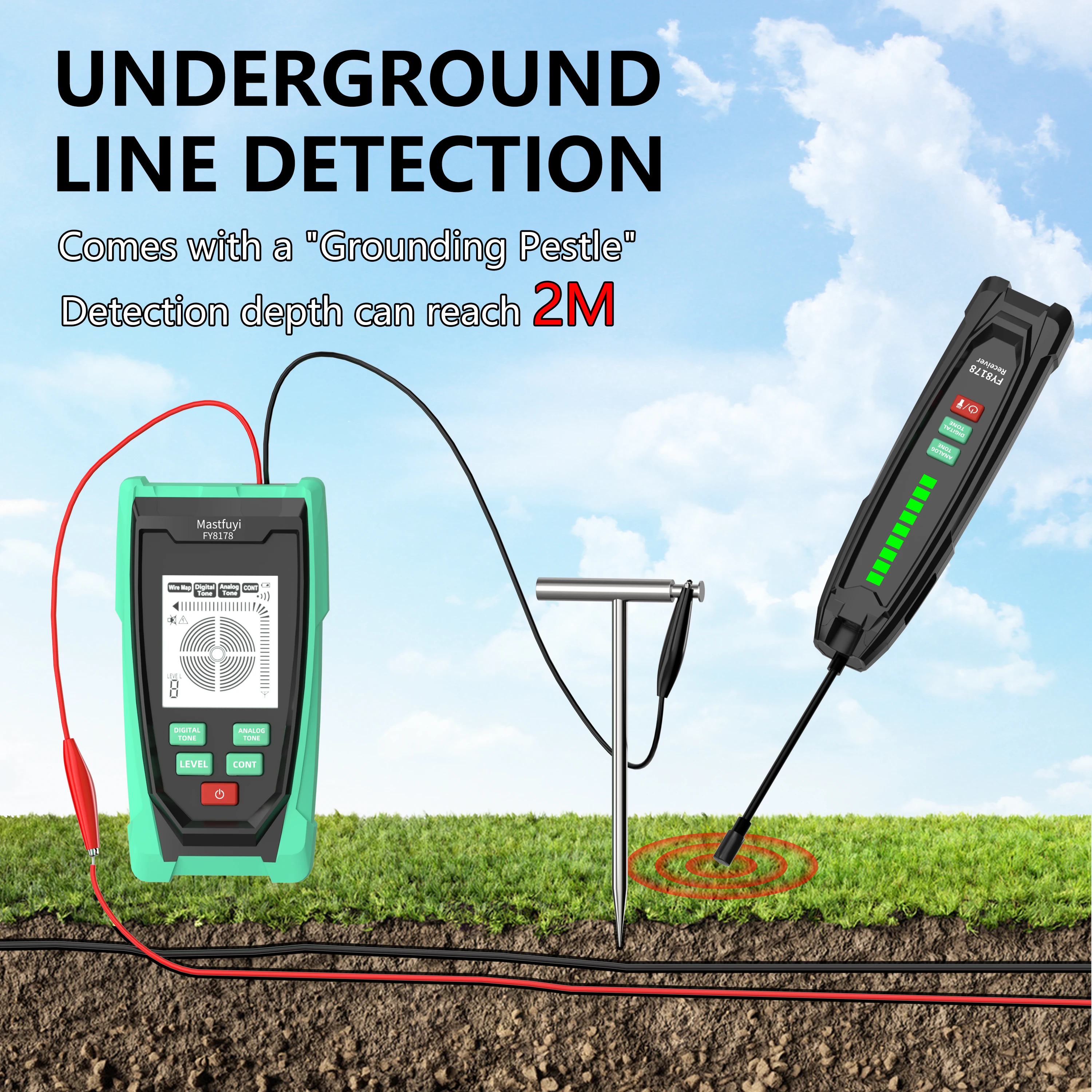 MASTFUYI FY8178 Professional Underground Line Detector Wall Line Finder Wire Tracker Cable finder Metal line Locator Continuity 5