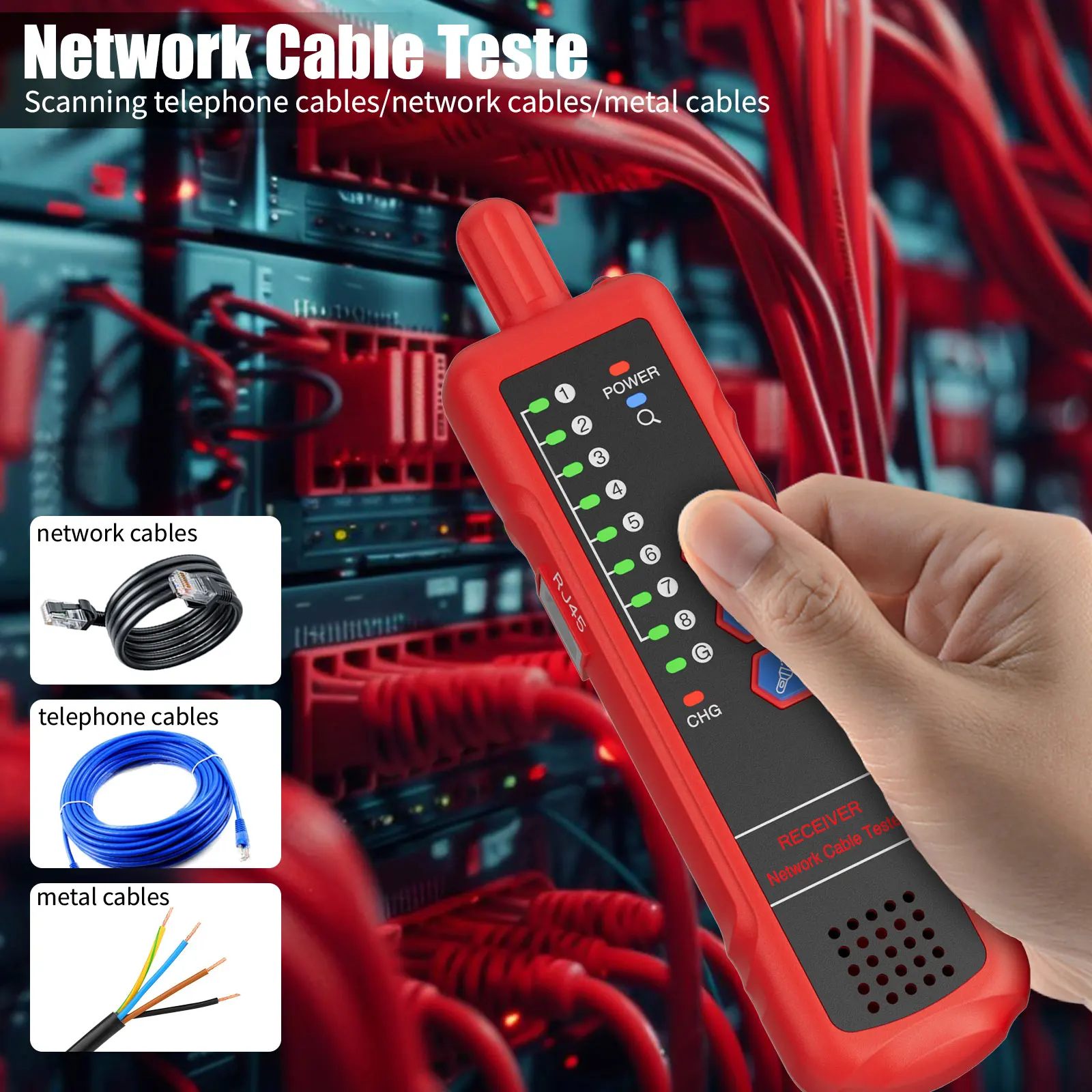 Network Cable Tester RJ11/RJ45/Cat5/Cat6/Telephone Wire Tracker LAN Digital Network Cable Testers Line Finder