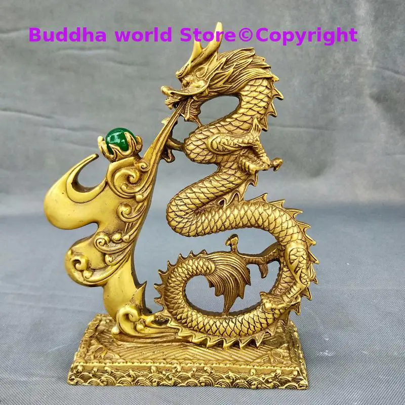 

2020 HOME Bring wealth money GOOD LUCK Royal Dragon BRONZE Sculpture FENG SHUI Statue Home store Company mascot talisman