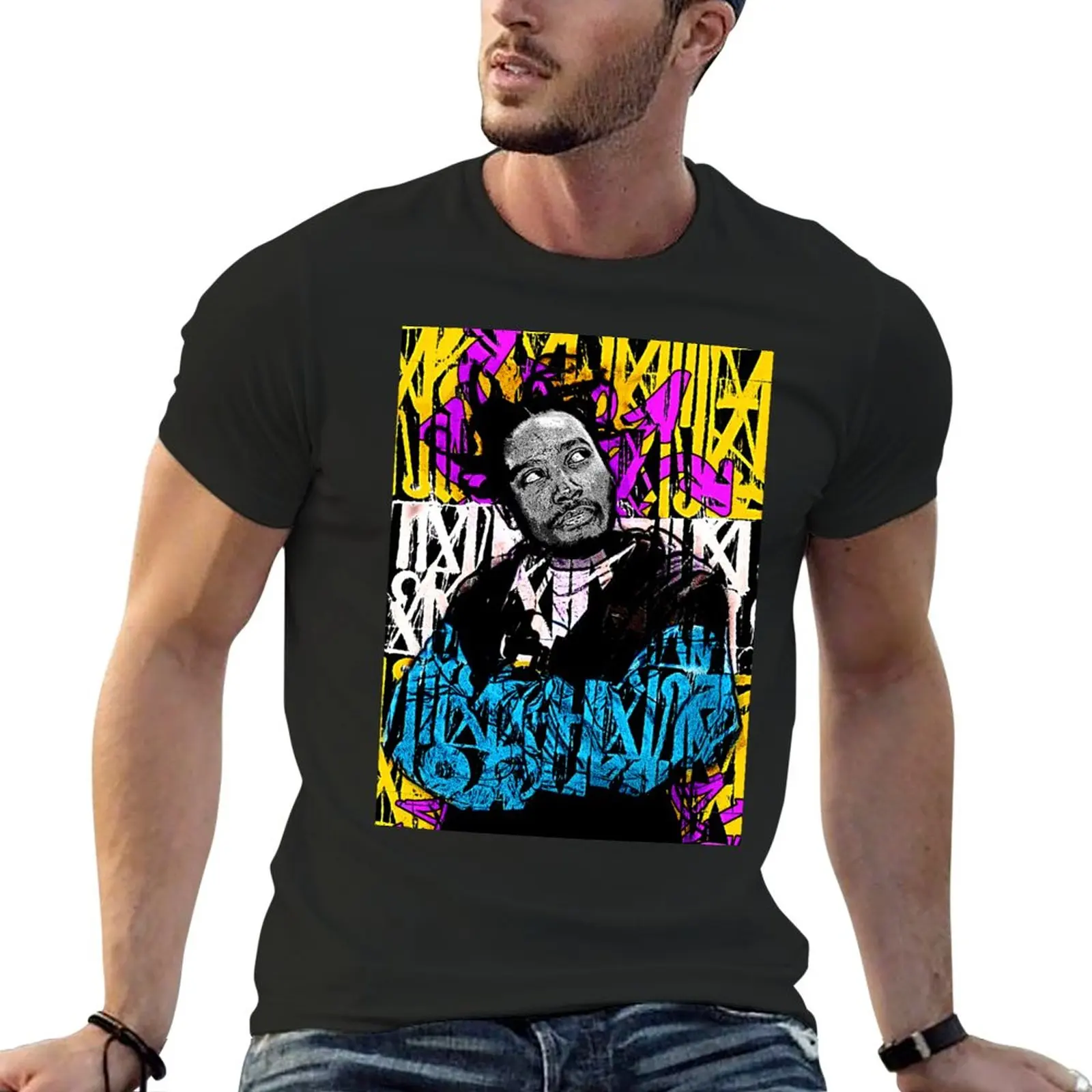 

New Dirty Graffiti Yellow and Blue T-Shirt aesthetic clothes boys animal print shirt black t shirts for men