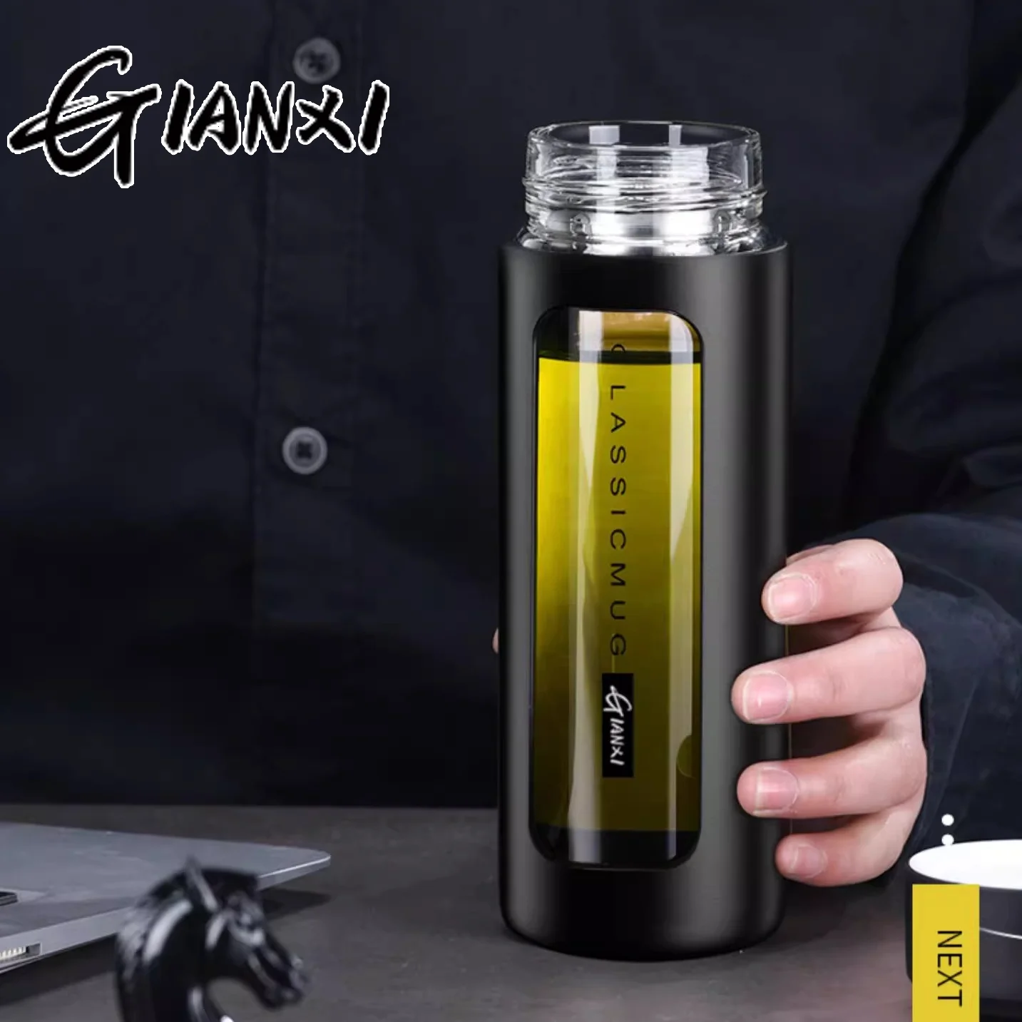 GIANXI Anti-Scald Portable Glass Tea Cup with Filt...
