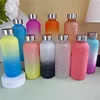 550ml Bottle With Time Marker Motivational Reusable Fitness Sports Outdoors Travel Leakproof BPA Free Frosted Plastic 2