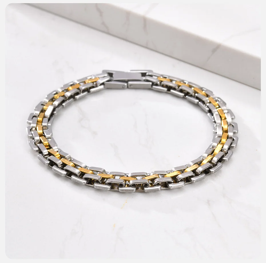 Vnox Stilvolle Riemen-Kettenarmbänder für Herren, 8,7 mm breit, 20,7 cm Länge, Edelstahl-Gliederarmband, Vatertags-Schmuckgeschenke – Detail 5