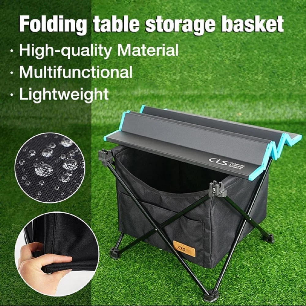 Outdoor Folding  Table Aluminum Camping Picnic Table Storage Basket Portable Waterproof Barbecue Shelf
