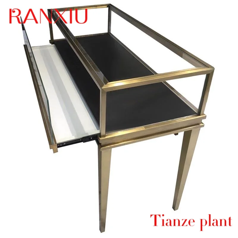 CustomModern Jewellery Showroom Counter Stainless Steel Floor Standing Jewelry Cabinet Jewelry Store Furniture Showcase