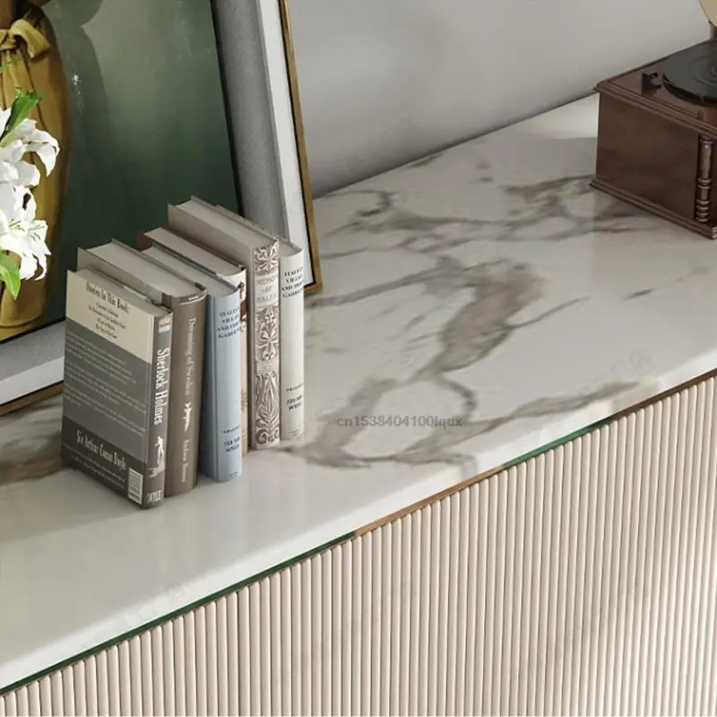 Postmodern Light Luxury Marble Living Room Storage Cabinet Small Apartment Villa Hong Kong Style Locker Floor Cabinet For Home