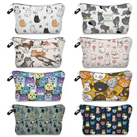 Anime Cat Print Women's Cosmetic Bag 2023 Fashion Portable Organizer Makeup Bags Customizable Beach Travel Ladies Toiletry Kit 1