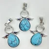 Fashion Natural Gem Stone Quartz Crystal Opal Mix pendant&Alloy angel Pendant DIY charm Jewelry Making Necklace Accessorie 12pcs 5