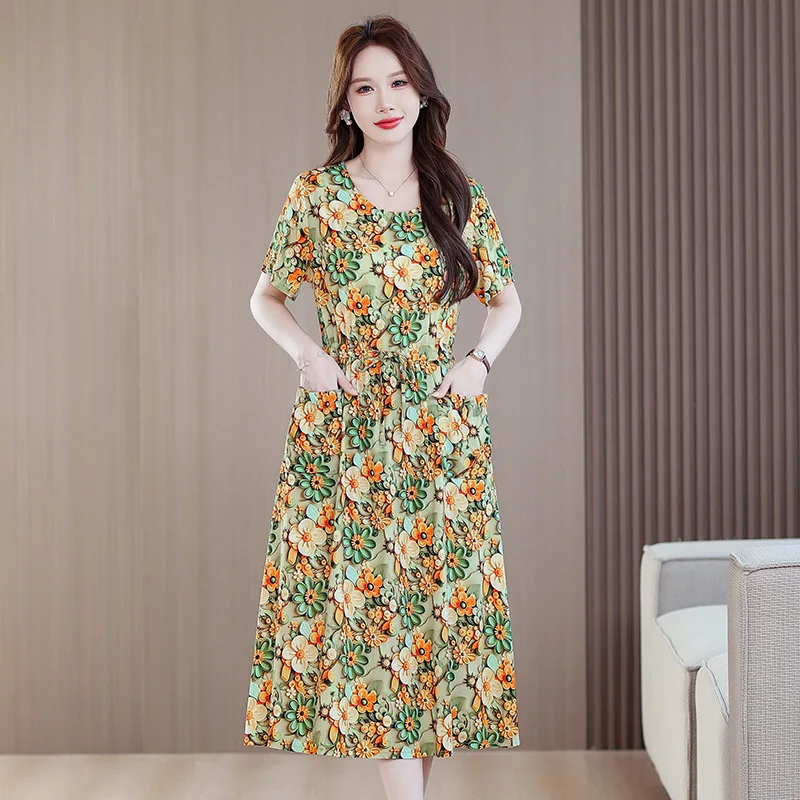 Neue Nacht Kleid Frauen Sommer Plus Größe Mittleren Alters Mutter Nachthemden Kurzarm Sommer Nachtwäsche Baumwolle Schlaf Hemd XL-5XL – Detail 3