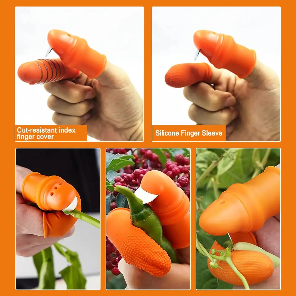 Garden Tool Gardening Silicone Thumb Knife Harvesting Separator Finger Protector for Plant Vegetable Fruit Grape Picking Trim