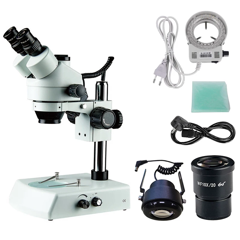 7X-45X Microscopio Stereo Trinoculare/Binoculare Led Light Head Pcb Solder Tool Riparazione Del Telefono Cellulare Mineral Watching Microscopio