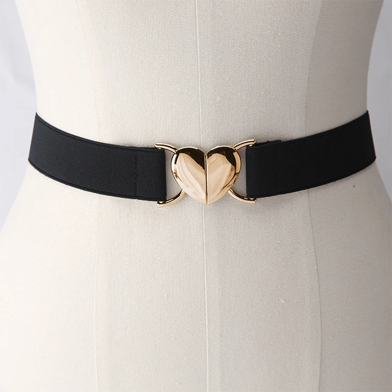{YY26} Verstellbare elastische Taillengürtel für Damen und Mädchen mit herzförmiger Metallschnalle, Taillengürtel für Mantel, Kleid, Accessoires 〔YY26〕 – Detail 2