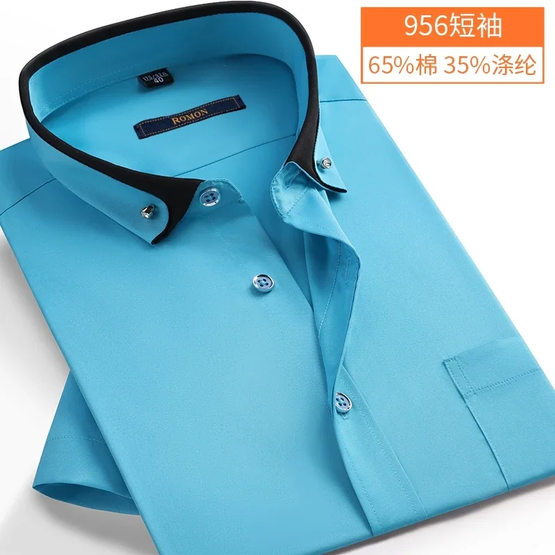 

New Arrival Solid Color Non Ironing Short Sleeved Business Dress Trend Wrinkle Resistant Men's Shirt Plus Size M-5XL6XL7XL8XL9XL