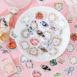 Flowers and Birds Phone Aesthetic Stickers Decoracion Scrapbooking Accessories Sticker Flakes School Supplies 46PCS