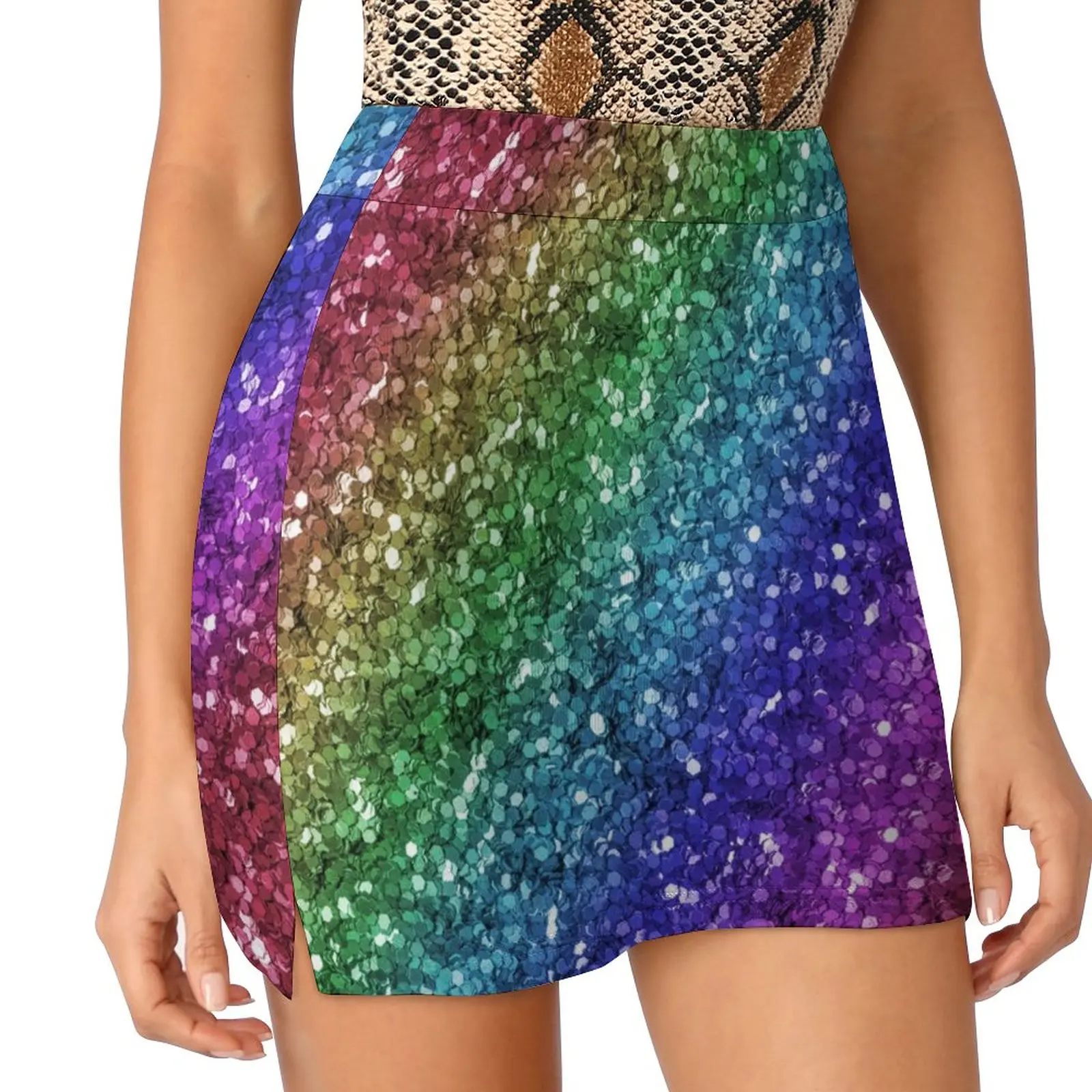 Glitter Rainbow Unicorn Pattern Light Proof Trouser Skirt korean style clothing clothes for women Skirt shorts