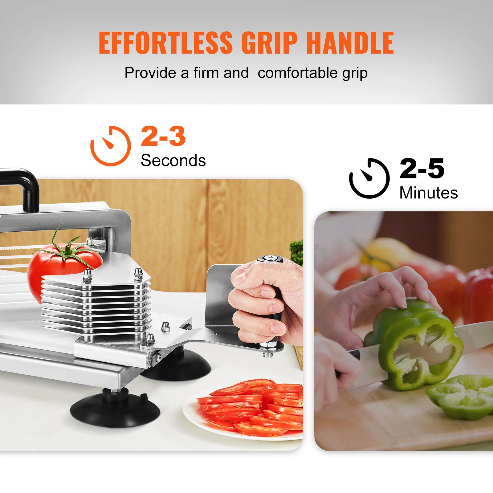 SucceBuy Tomato Slicer 3/16 inch Tomato Cutter Slicer Stainless Steel Heavy Duty Tomato Slicer Machine, Manual Tomato Slicer 3