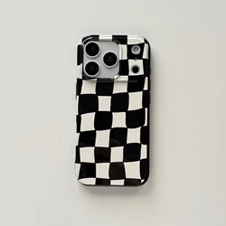 Sophisticated Black & White Checkerboard Plaid Phone Cover Case - iPhone 15 Plus (MULTI)