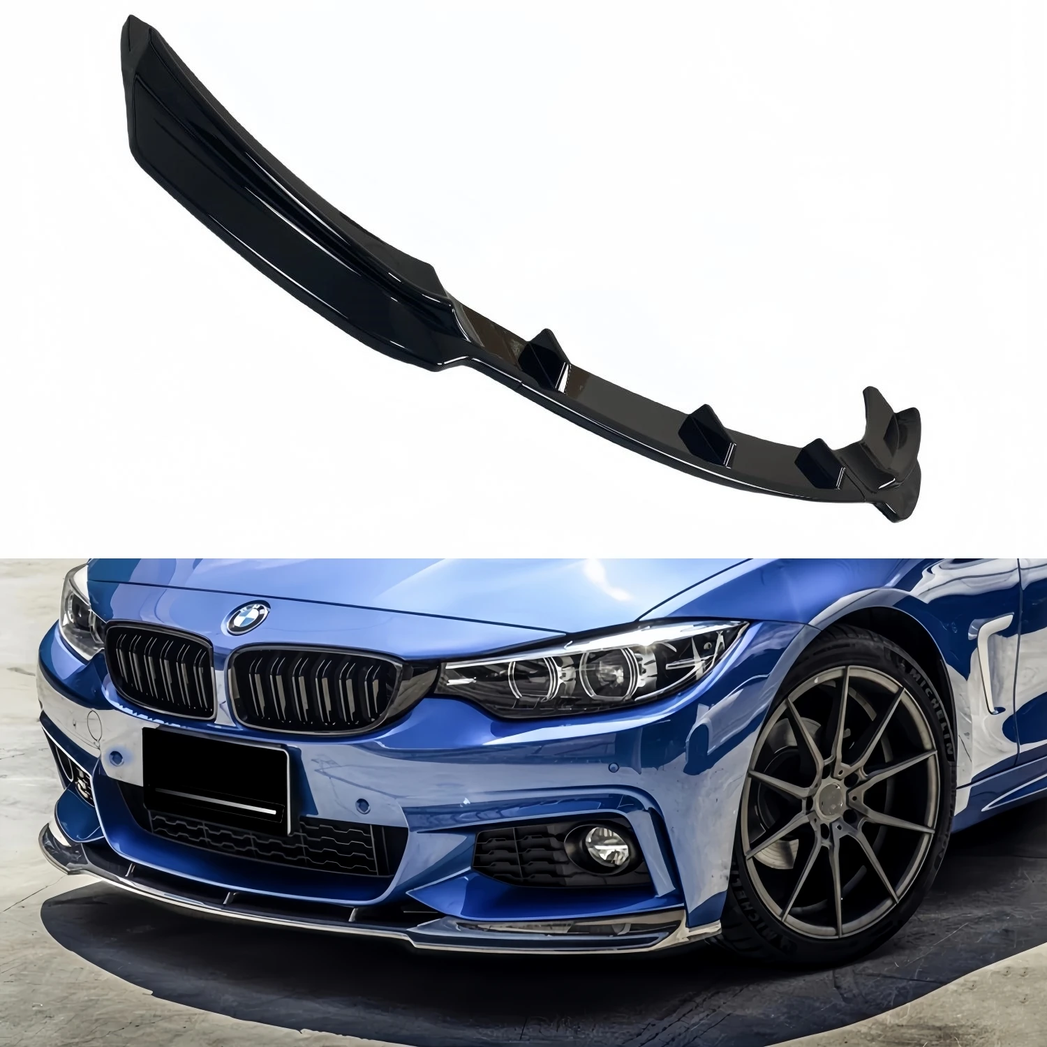 ABS Gloss Black Front Bumper Lip Splitter For BMW 4 Series F32 F33 F36 420i 420d 425d 435i 440i M Sport 2013-Bodykit Tuning car bumper spoiler bumper lip bumper lip decoration front bumper decoration front bumper cover