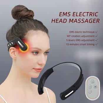 3D Electric Head Massager EMS Vibration Stress Relax Hot Compress Temple Muscle Massage Stimulation Headache and Migraine Relief