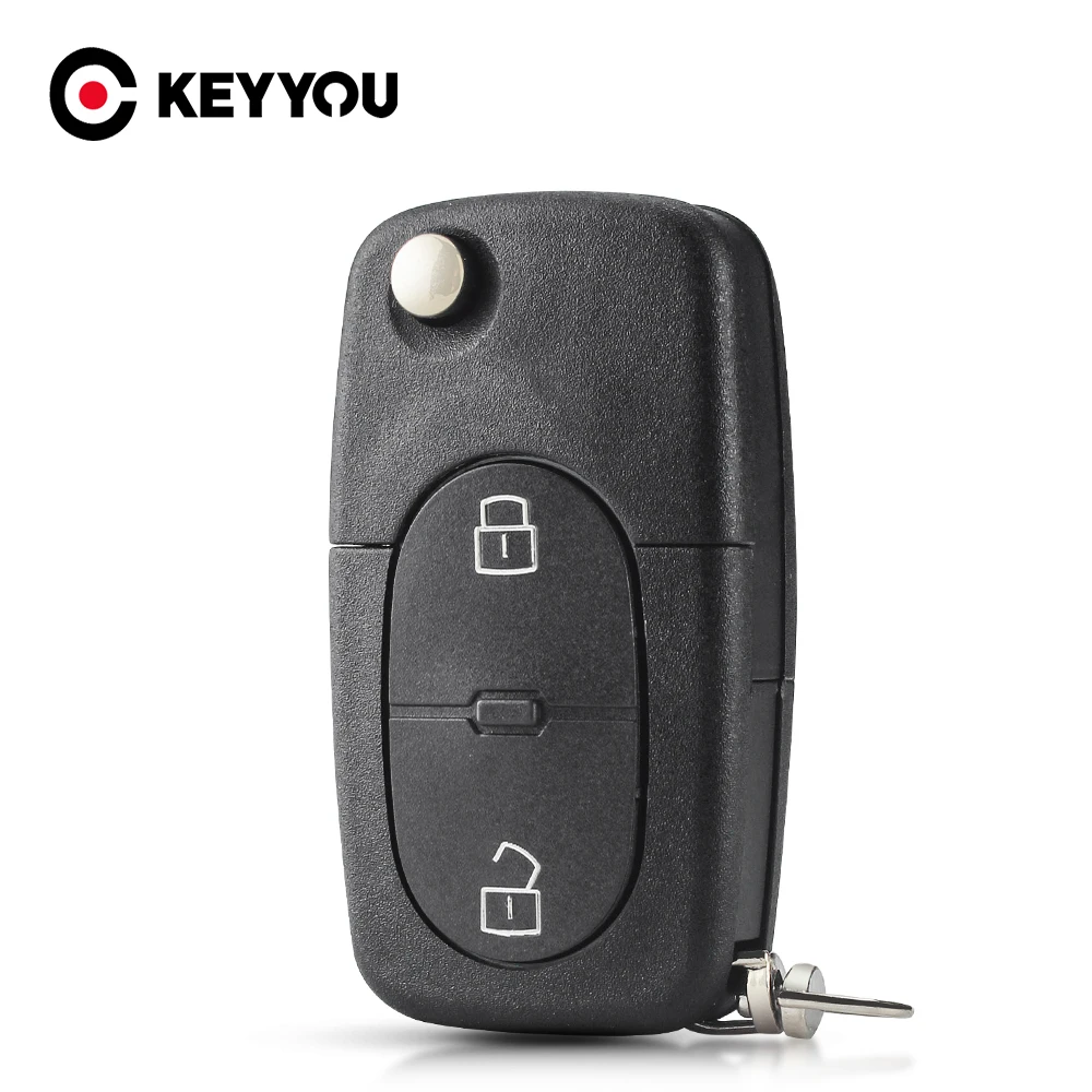 Keyyou 2 Pulsanti Pieghevole Flip Remote Key Blank Fob Case Shell Pad Per Audi A2 A3 A4 A6 Cr2032