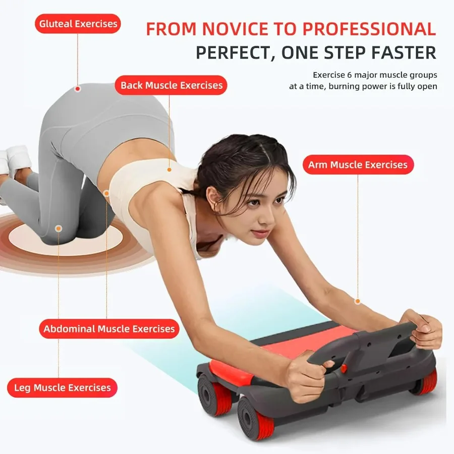 2025 AB Roller Wheel - 4 wheel elbow support abdominal wheel automatic rebound abdominal fat burning weight loss core training e