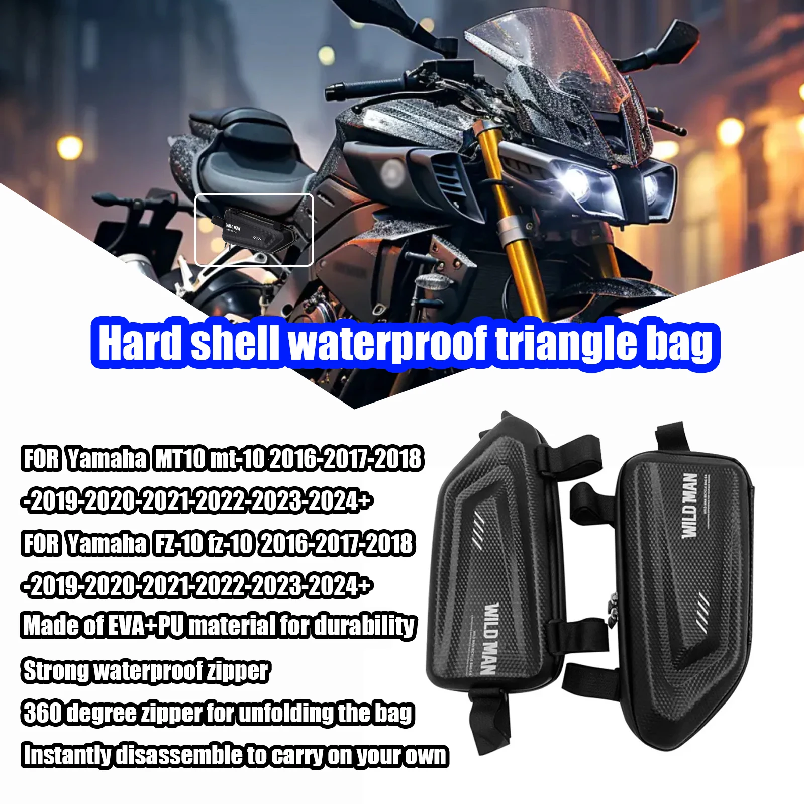 FOR MT-10 FZ-10 motorcycle modified side bag waterproof triangle side bag hard shell bag Motorcycle Accessories_voghion.com