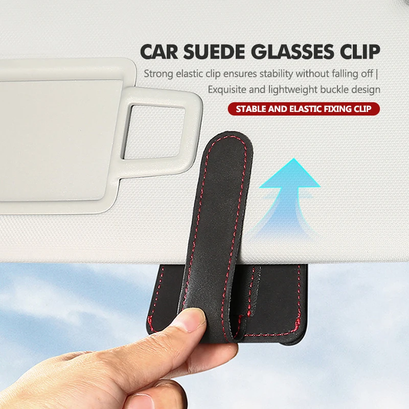 스웨이드 자동차 로고 선바이저 안경 클립 티켓 카드 수납 클램프 (지크르 001 EV 2021-2023 009 X 2021 2022 2023 크립톤 용)