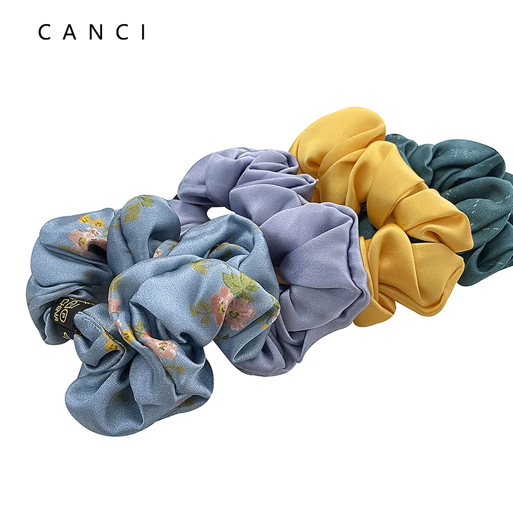 100% Pure Mulberry Silk Scrunchies Rubber Bands Hair Ties Gun Elastic Ponytail Holder Prints Hair Accessories for Women Girls