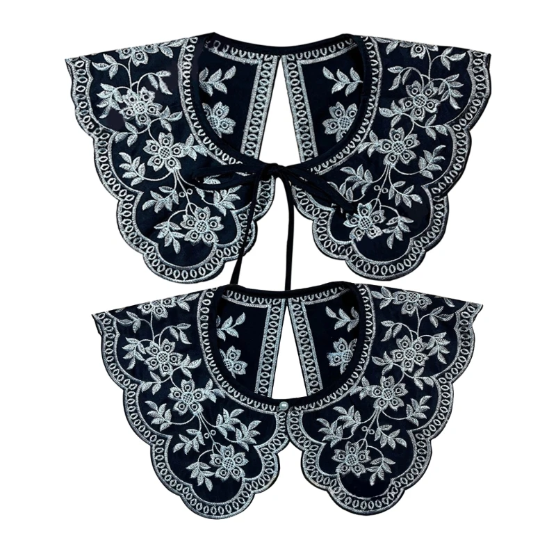 

2xFalse Collar Women Faux Collar Dickey Collar Detachable Collar for dress Embroidery Collar Black Collar Sweater Collar