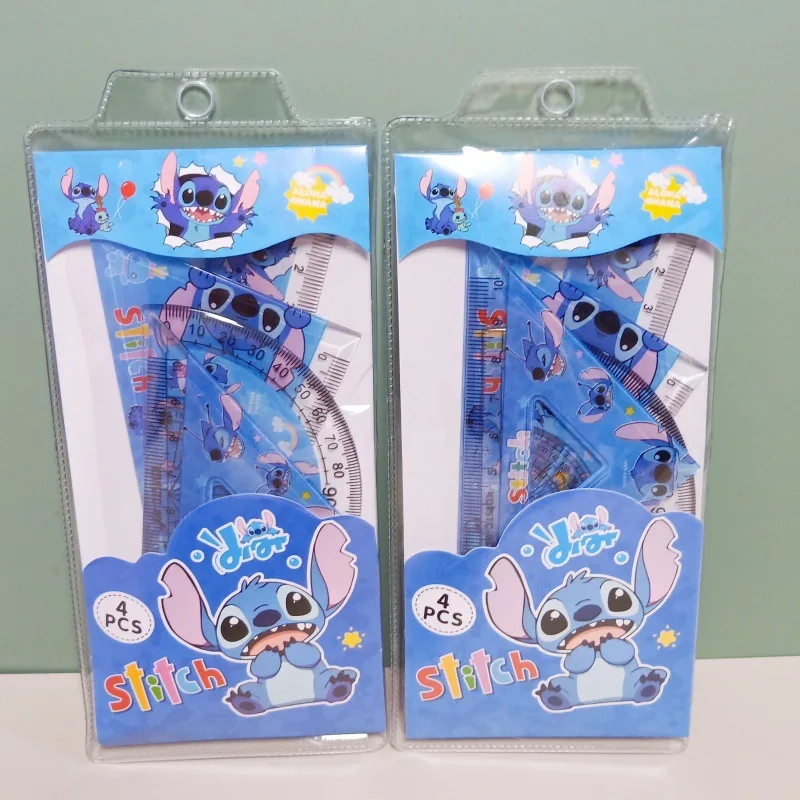 Creative Cute Stizi Protractor Triangle Ruler Four-Piece Set Cute Pet Cartoon Drawing Ruler Set Student Prize Gift triangle ruler ruler set drawing ruler digital protractor