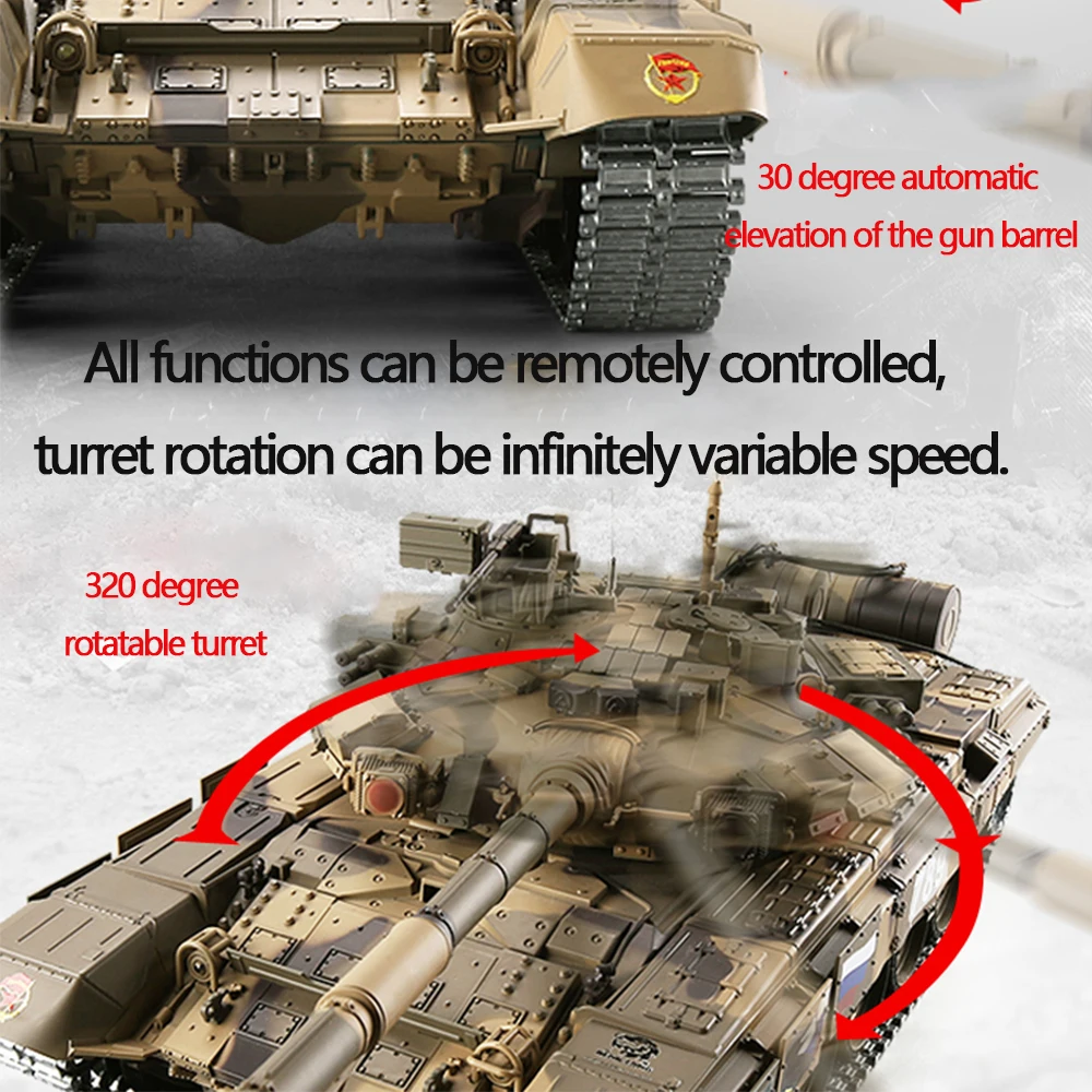 HengLong Remote Control Tank T90 Russian Oversized Metal Tracked Electric Off-road Vehicle 3938 Military Model Toys 4