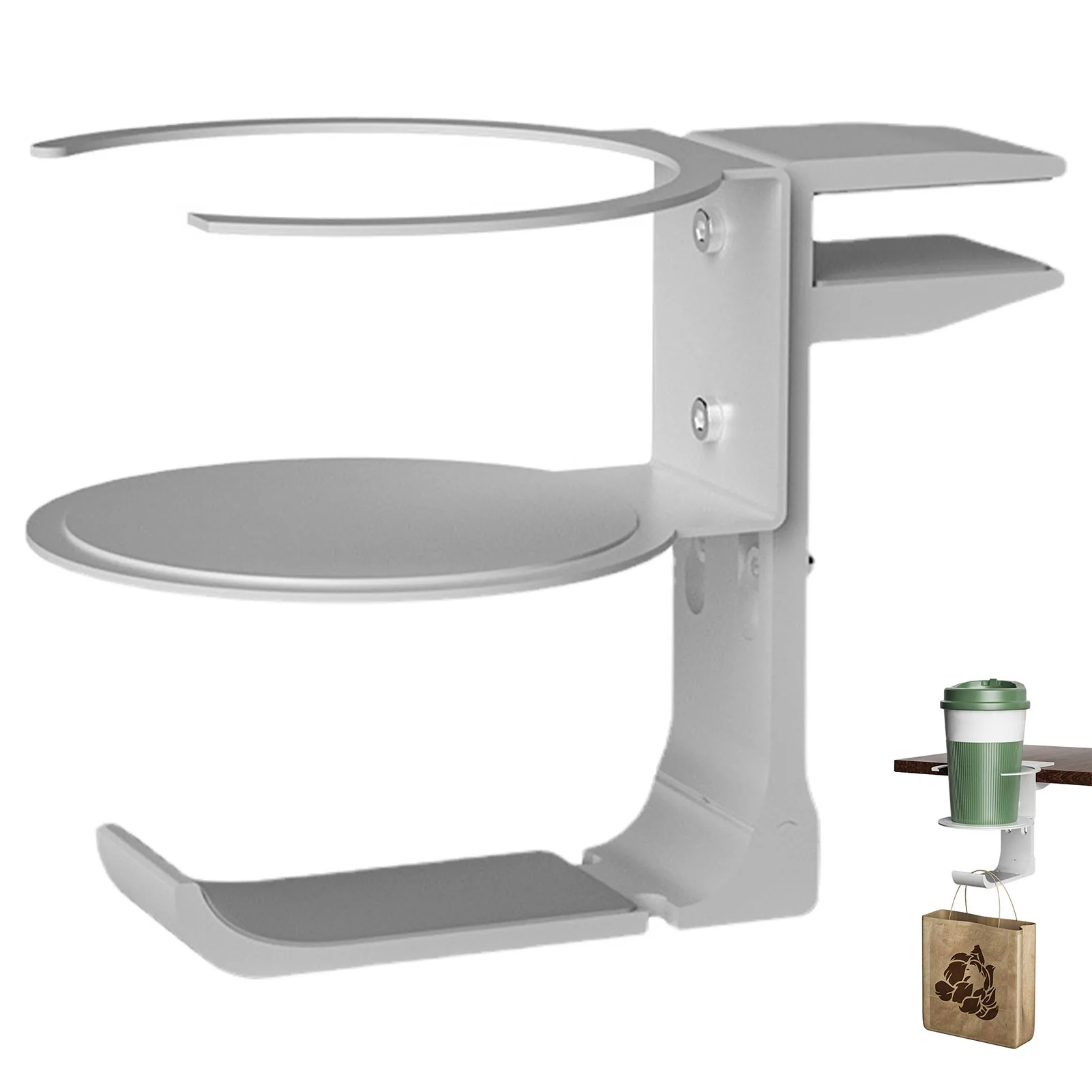 

2 In 1 UniversalHeadphone Holder Headset Hook Hanger Mount Under Desk Drink Cup Mug Rack Organizer with Clamp