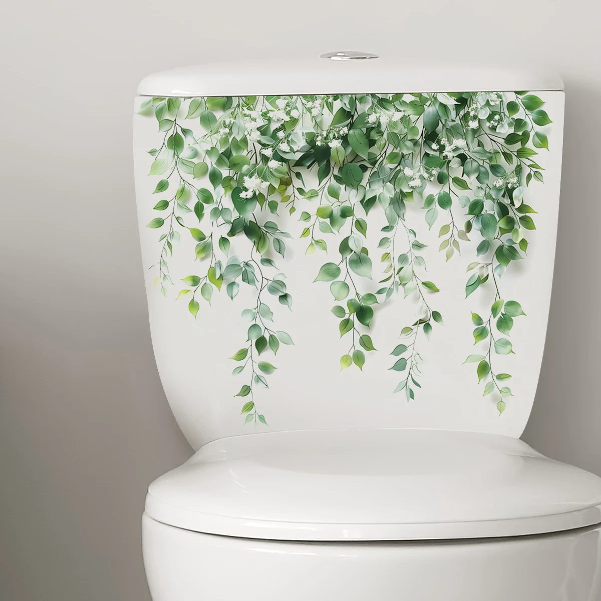1pc Beautiful Flowers and Leaves Wall Stickers Toilet Stickers Bathroom Decoration Self-Adhesive Waterproof Stickers