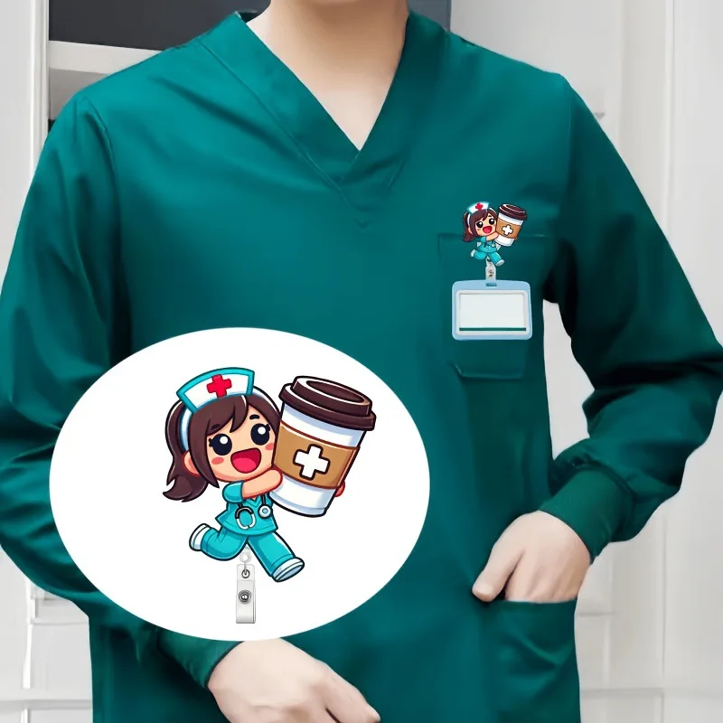1pc 아크릴 플랫 배지 클립 간호사 의사 의료진 병원 작업을 위한 개폐식 ID 카드 홀더