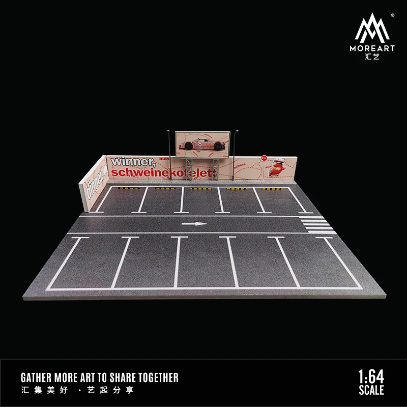 Timemmicro + Moreart 1:64 Pink Pig Painting Style Open Car Park Assembly Scene
