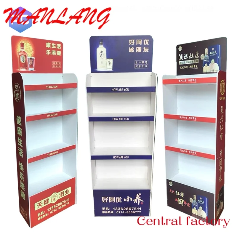 CustomCustomized Cardboard Water Display Stand Corrugated Paper Cardboard Pallet Display Rack Supermarket Shelf for Food Beverag