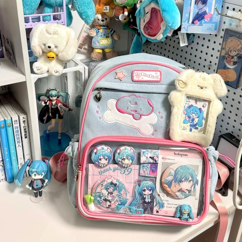 Y2K Cute Patchwork Ita Backpack New Women Fashion Design Nylon Students Knapsack Harajuku Girl Transparent Bags Travel Schoolbag 3