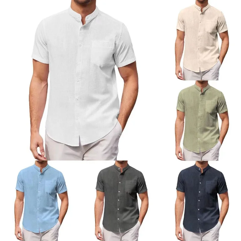 

Stand Collar Slim Fit Men's Shirt 2XL