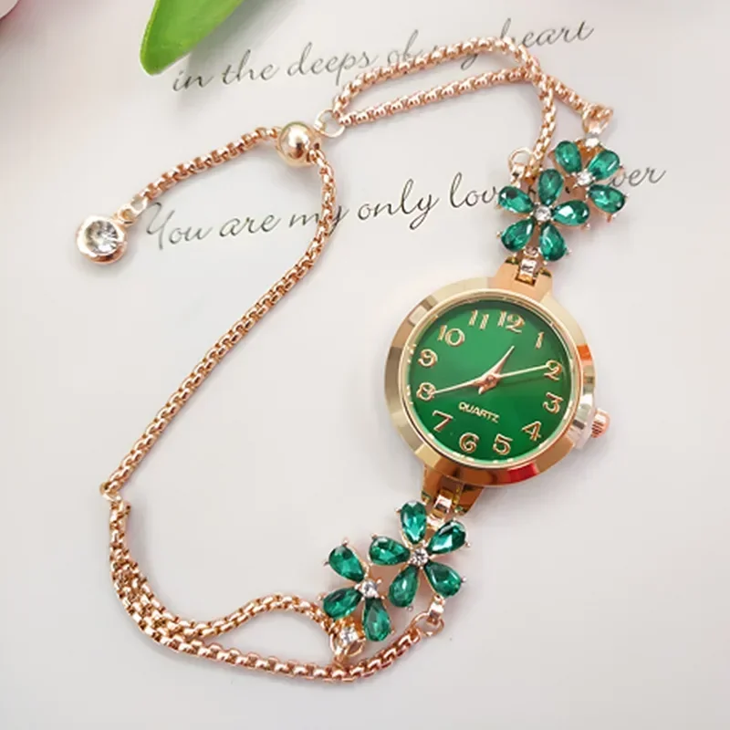 Women's Quartz Bracelet Watch Waterproof Violet Crystal