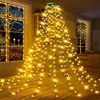 1.5M/2M/3M LED Ring Christmas Tree Tops Lights Decoration Tree Lights String for Patio Garden Outdoor Waterproof Waterfall Light 1