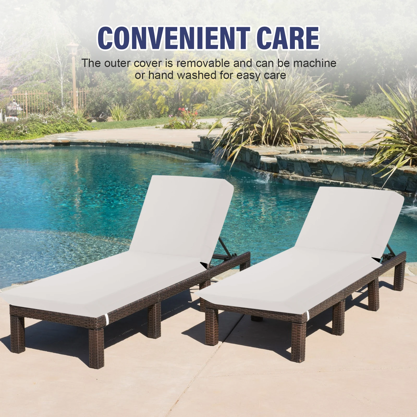 Lounge Chair Cushion 6 件套 Waterproof Patio Cushions Beach Chair Cushion Chaise Cushion for Outdoor Poolside Lounge Chair Fun 4