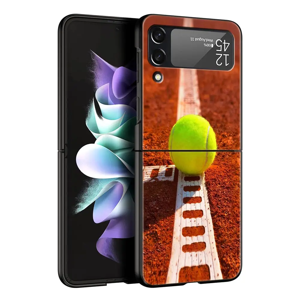 Elegant Black Tennis-Inspired Foldable Phone Case - Durable Hard Shell Cover